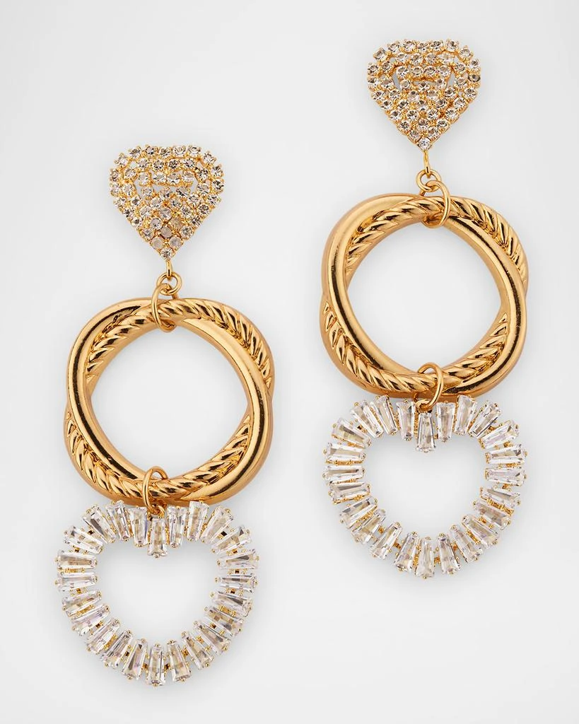 Devon Leigh Crystal Heart Drop Earrings