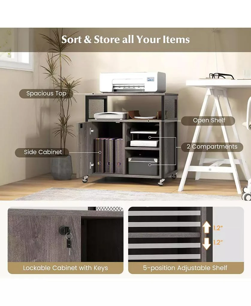 GOUUN File Cabinet on Wheels with Charging Station and Cable Management Hole 6