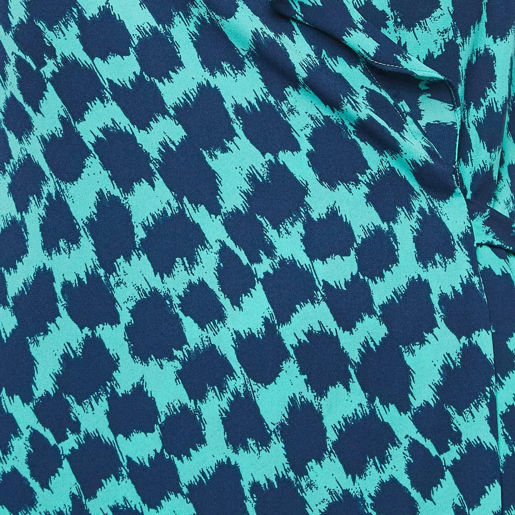 Diane von Furstenberg Diane Von Furstenberg Teal Blue Leopard Print Crepe Wrap Dress S 3