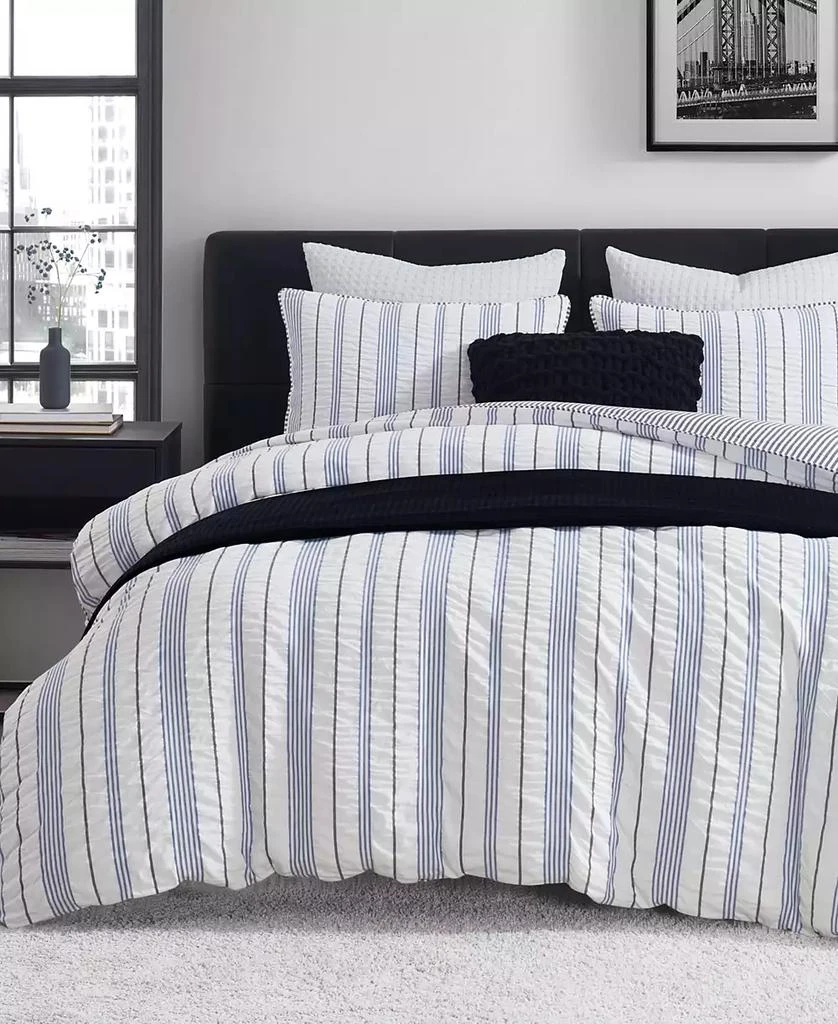 DKNY Seersucker Stripe 3 Piece Duvet Cover Set 1