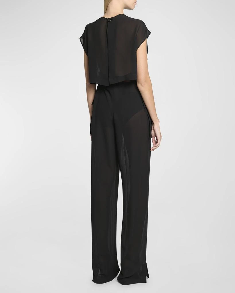 Yves Saint Laurent Combinaison Sleeveless Belted Silk Chiffon Utility Jumpsuit 4
