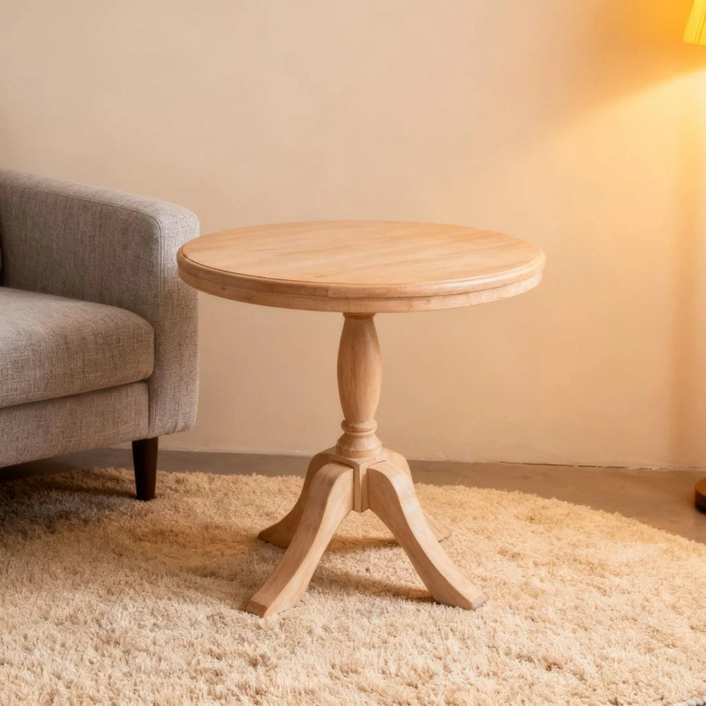 Streamdale Furniture Streamdale 23.6" Round Wooden End Table, 2 Heights Available, Natural 3