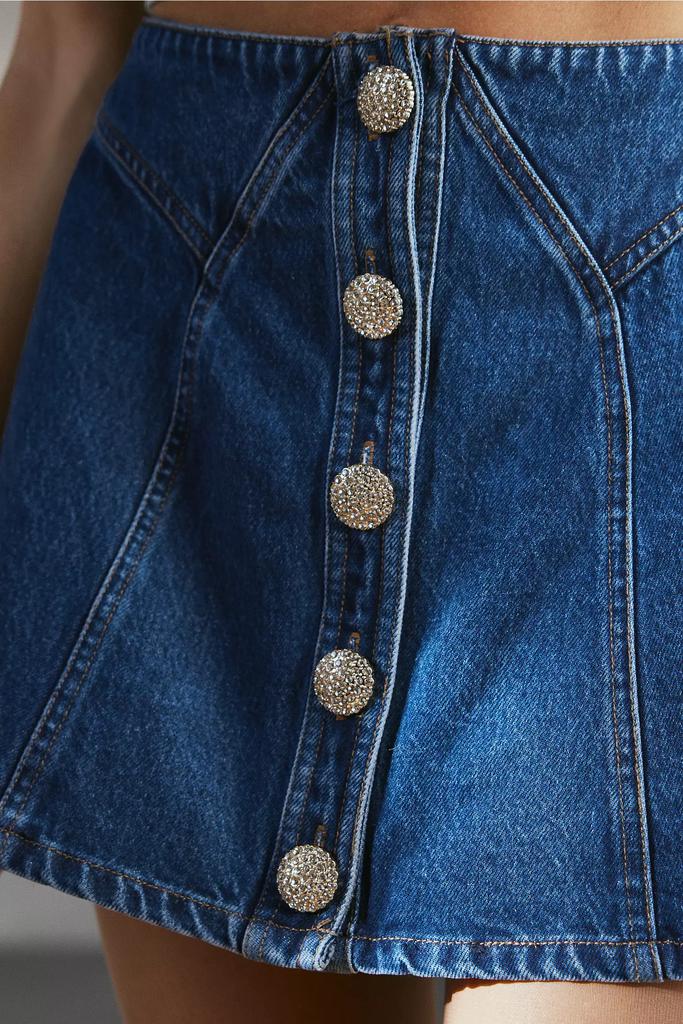 Kimchi Blue Mackenzie Embellished Button Denim Mini Skirt – On