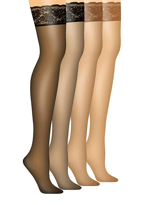 Hanes Silk Reflections Lace Top Thigh High 1