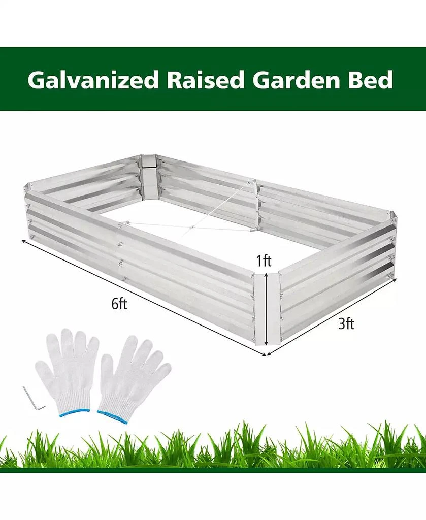 Gymax 6 x 3 x 1FT Galvanized Raised Garden Bed Heavy-Duty Elevated Rectangle Plant Box 7