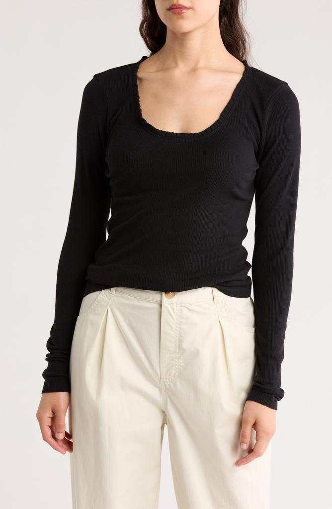 Melrose and Market Long Sleeve Pointelle Cotton Blend Top