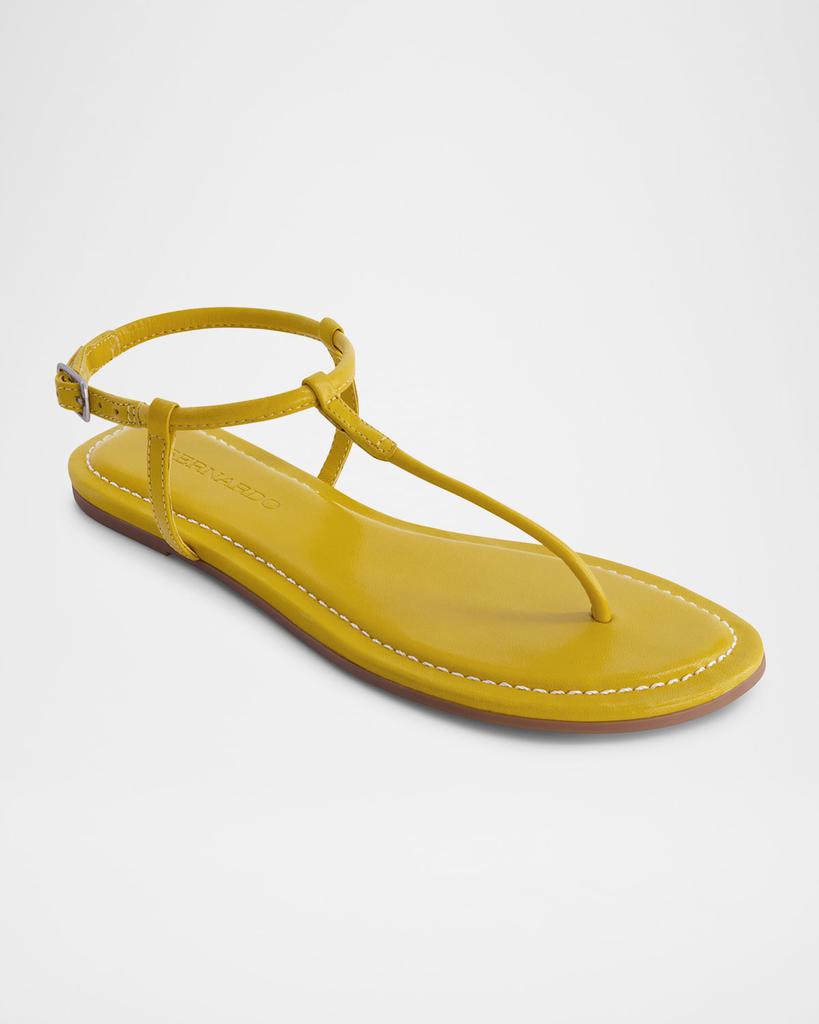 Bernardo Hercu Leather Ankle-Strap Flat Sandals