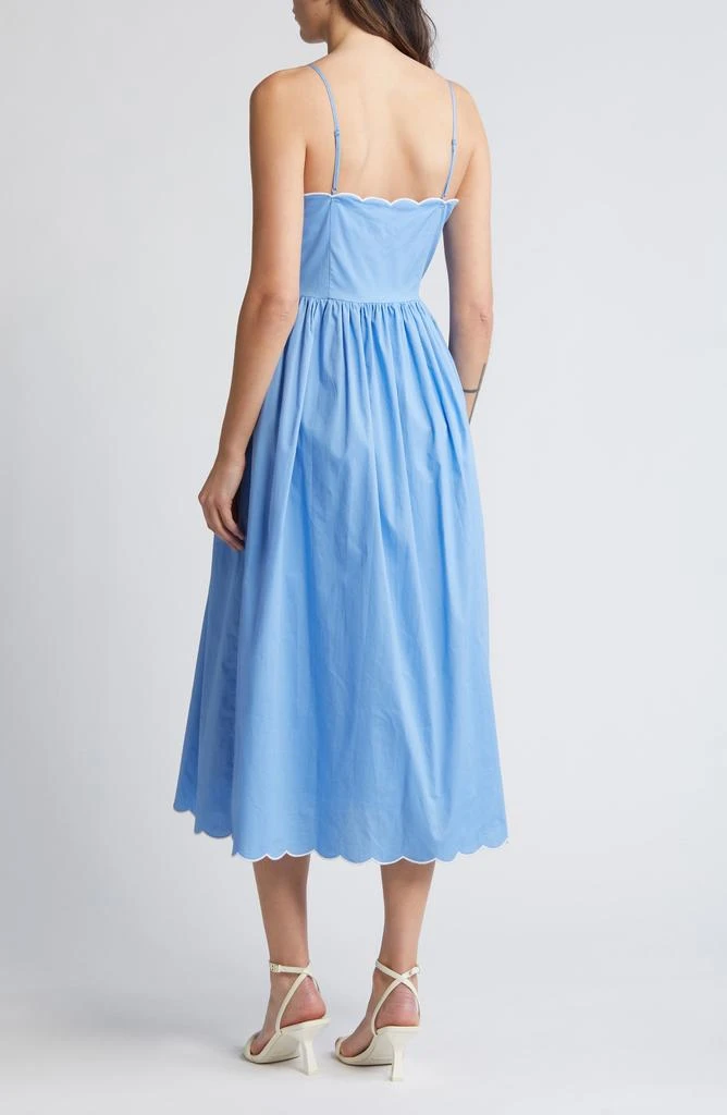 Charles Henry Scallop Stretch Poplin Midi Sundress 2
