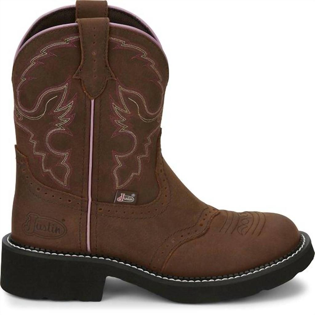 Justin Women's Gypsy Gemma Rustic Aged Bark Round Toe Western Boots - Medium Width In Brown/pink