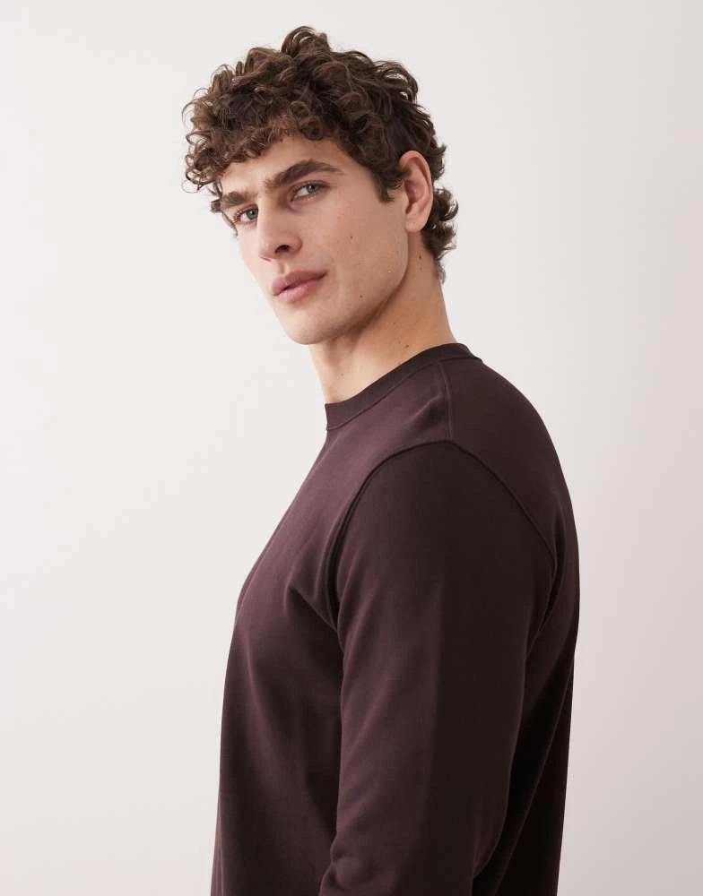 ARKET ARKET minimal jersey sweatshirt with crew neck in brown 4
