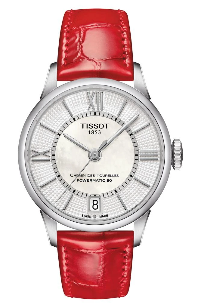 Tissot Chemin des Tourelles Powermatic 80 Lady Leather Strap Watch, 32mm 1
