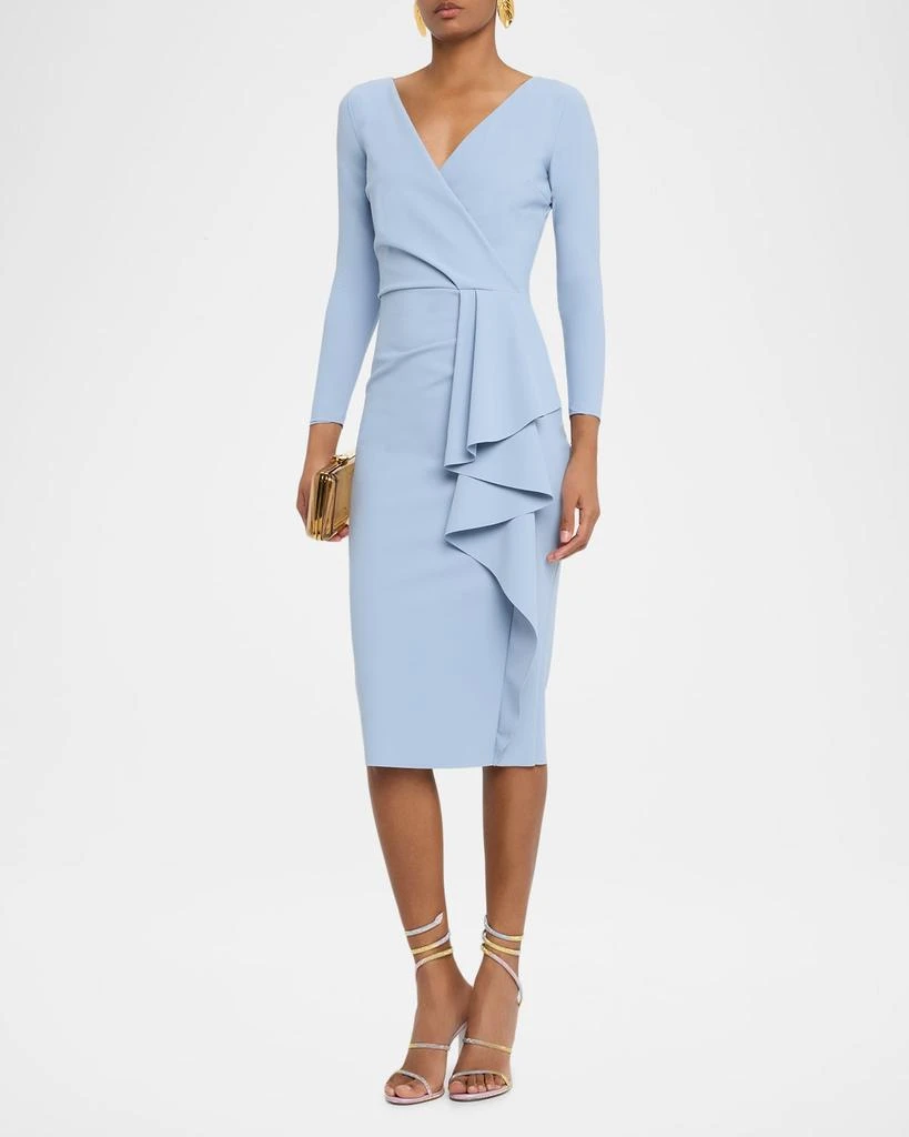 Chiara Boni Draped Faux Wrap Bodycon Midi Dress 4