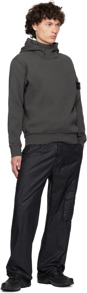 Shop Black Organic Look Nylon Panama-TC Cargo Pants on Sale at