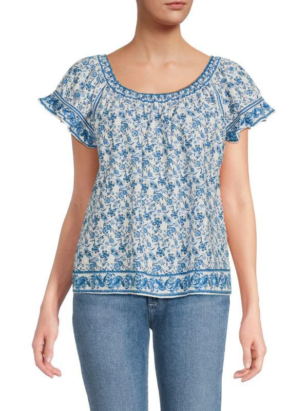 Max Studio Floral Flutter Sleeve Blouse 1