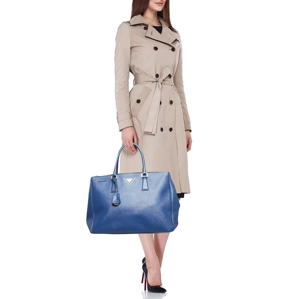Prada Prada Navy Blue Saffiano Lux Leather Large Double Zip Tote 2
