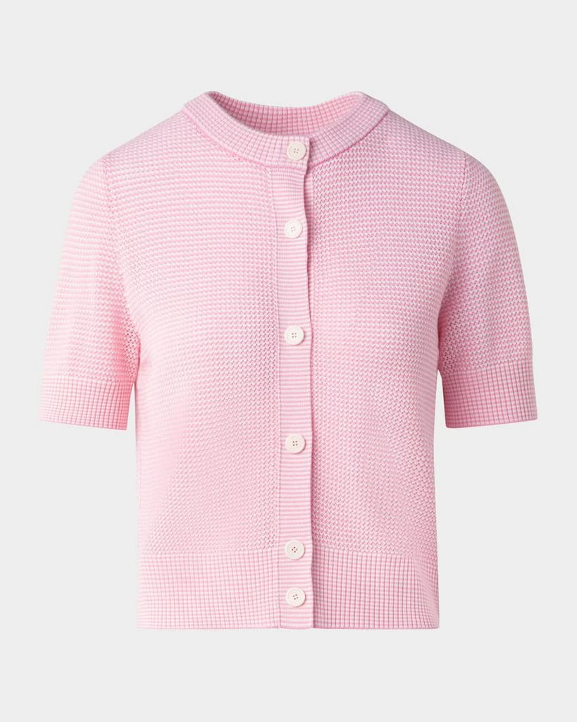 Akris Mesh Short-Sleeve Merino Wool Cardigan 1