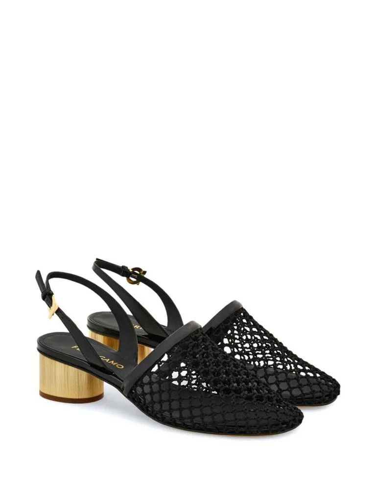 Salvatore Ferragamo Salvatore Ferragamo Kay 40 Mesh And Leather Slingback Shoes 3