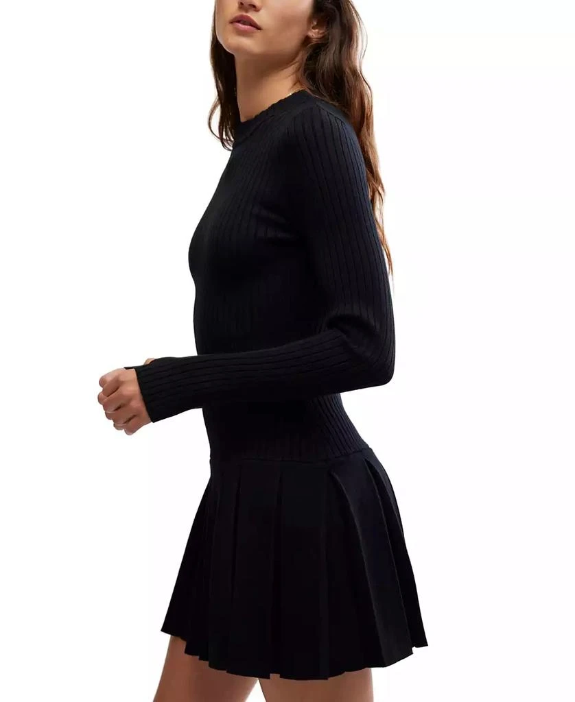 Free People Women's Emmy Ribbed Knit Pleated A-Line Mini Dress 3