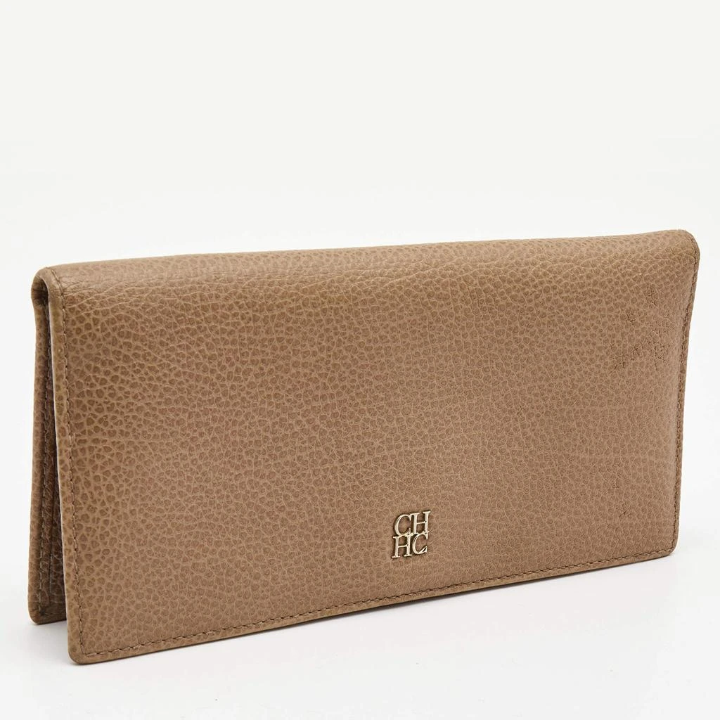 CH Carolina Herrera CH Carolina Herrera Beige Leather Flap Bifold Continental Wallet 3