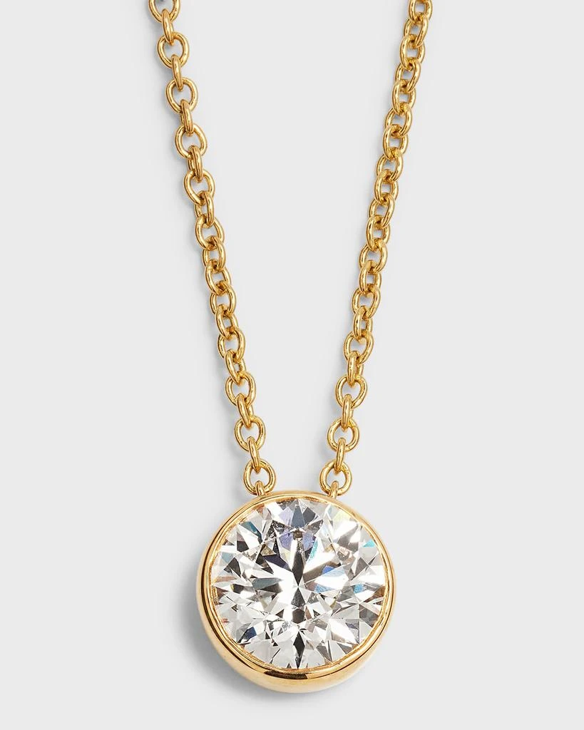 Neiman Marcus Lab Grown Diamonds Lab Grown Diamond 18K Yellow Gold Round Pendant Necklace, 1.5tcw