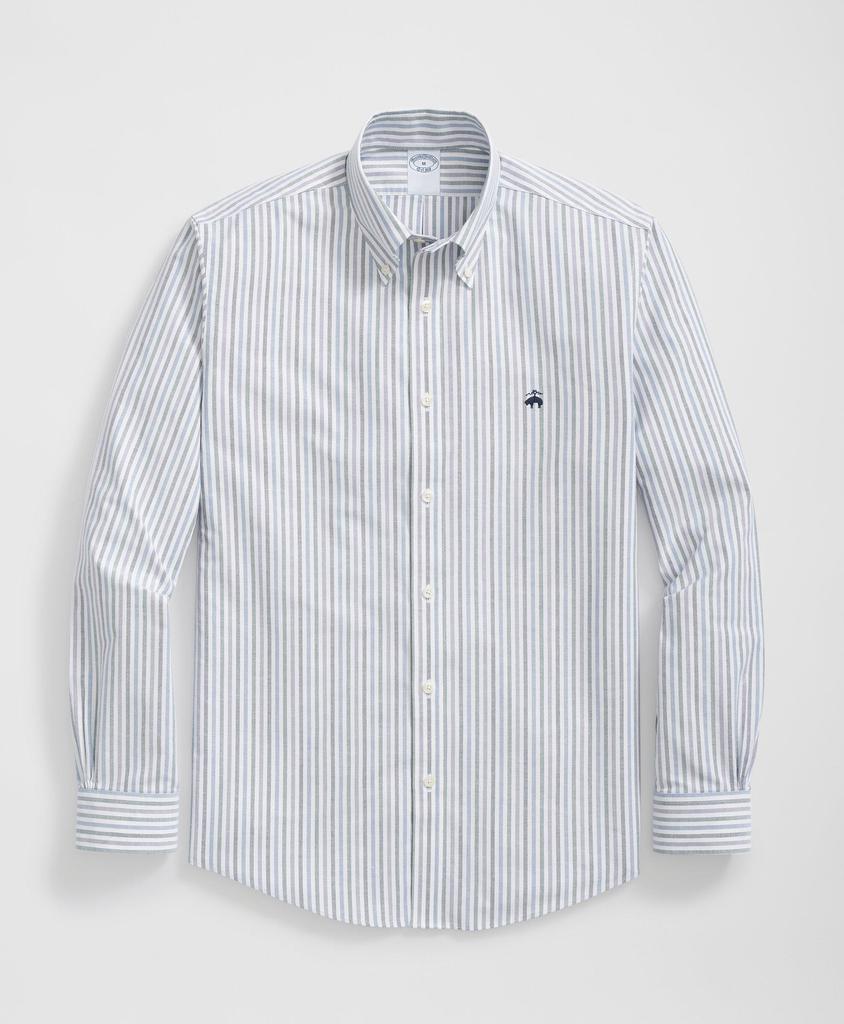 Brooks Brothers Stretch Cotton Non-Iron Oxford Polo Button Down Collar Multi Striped Shirt