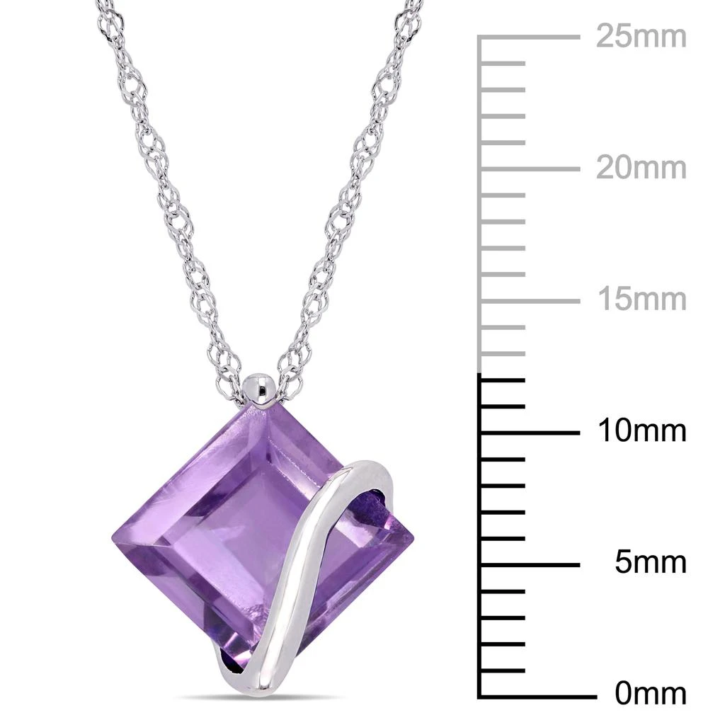 Mimi & Max Amethyst Square Pendant with Chain in 10k White Gold 3