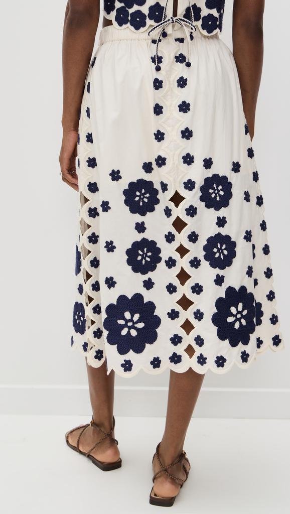 Sea Catrine Applique Midi Scallop Skirt