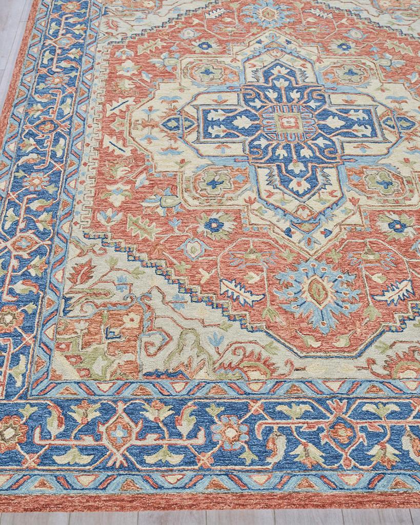 Exquisite Rugs Richmond Serapi Hand-Tufted Red/Blue Rug, 10' x 14'