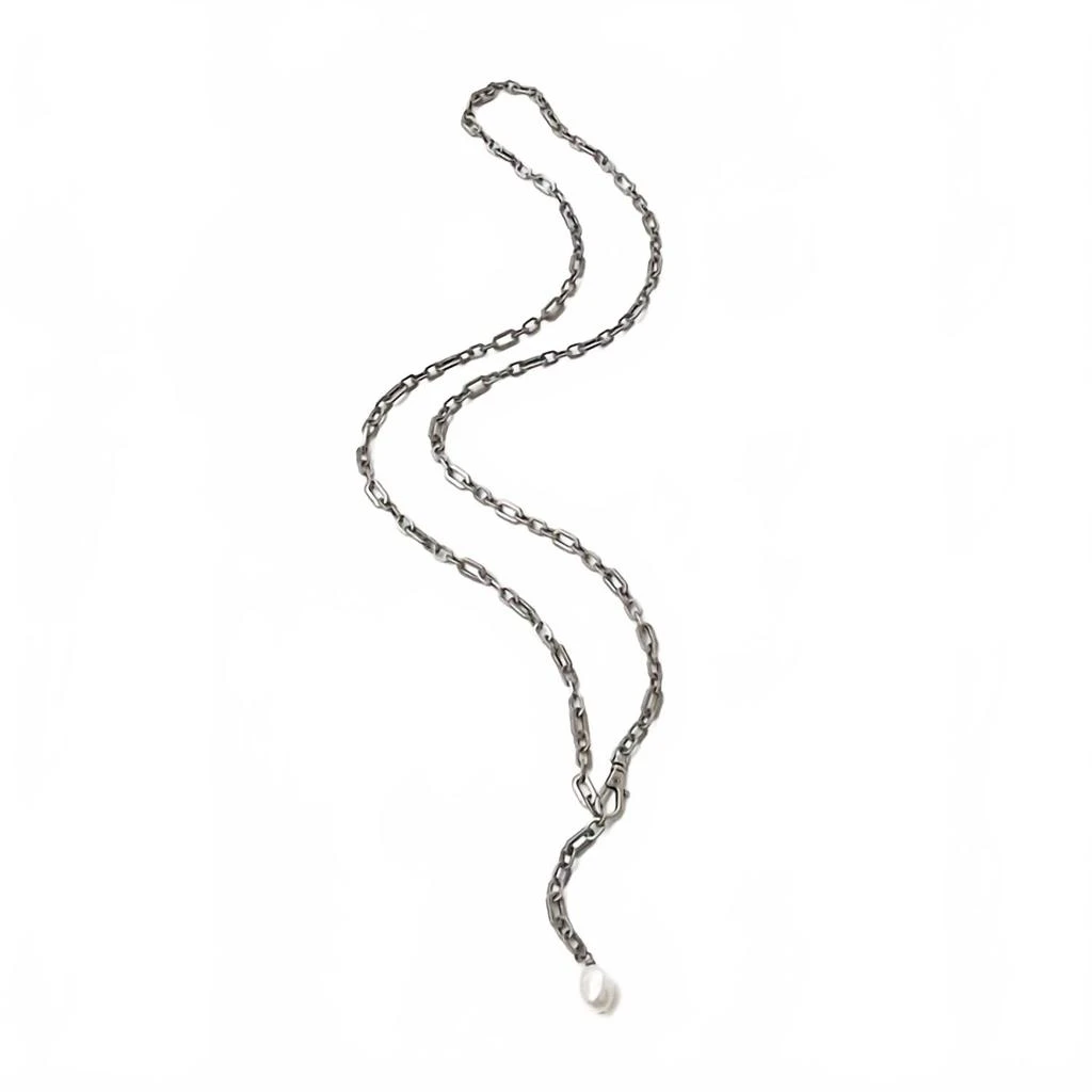 Virtue Jewelry Design Women
s Adjustable Link Necklace With Mini Pearl In Silver/white