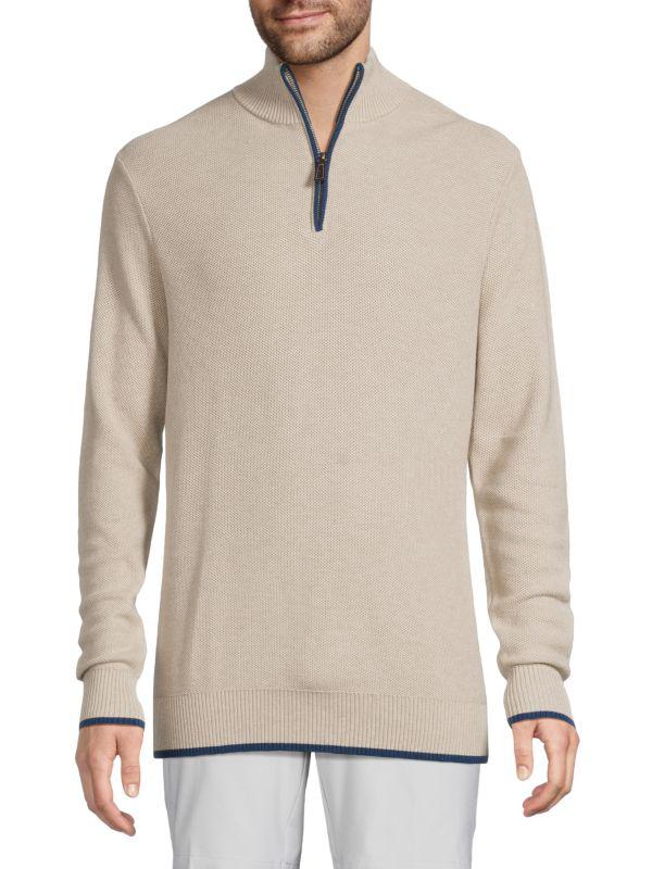 TailorByrd Waffle Knit Zip Up Sweater