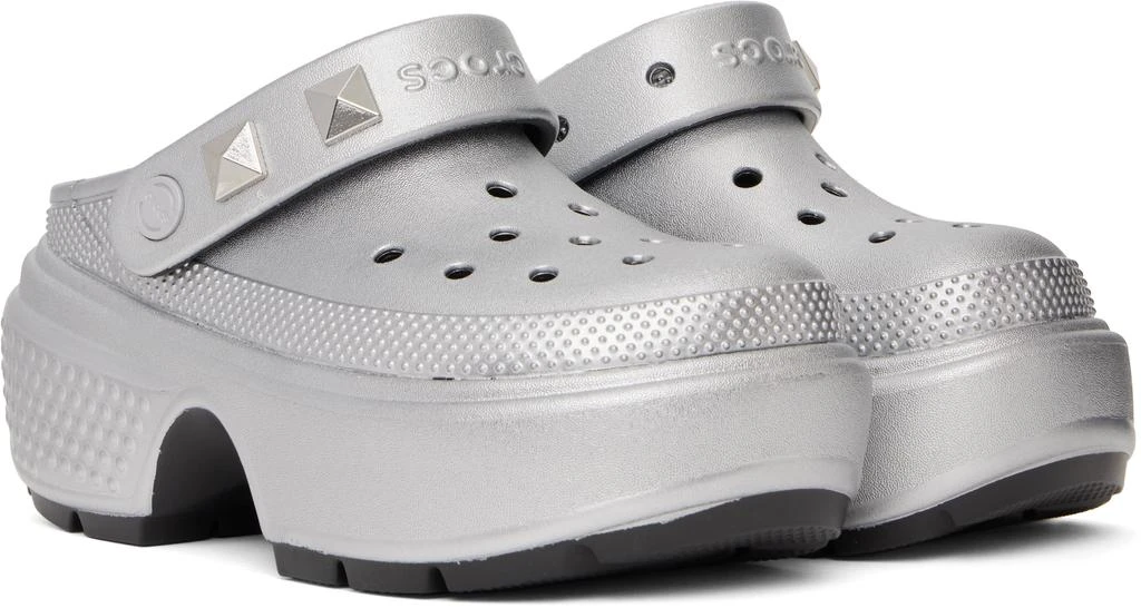 Crocs Silver Stomp Metallic Slip-on Loafers 4