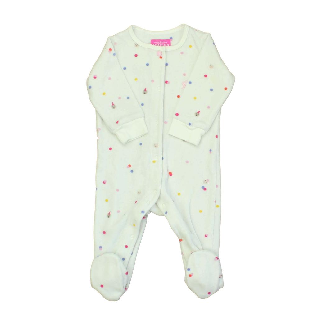 Joules Girls White | Multi 1-piece footed Pajamas