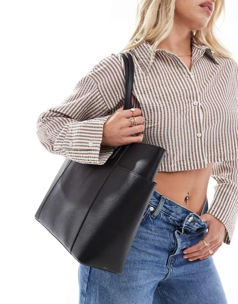 ASOS ASOS DESIGN tote bag with pocket detail and removable laptop compartment 1