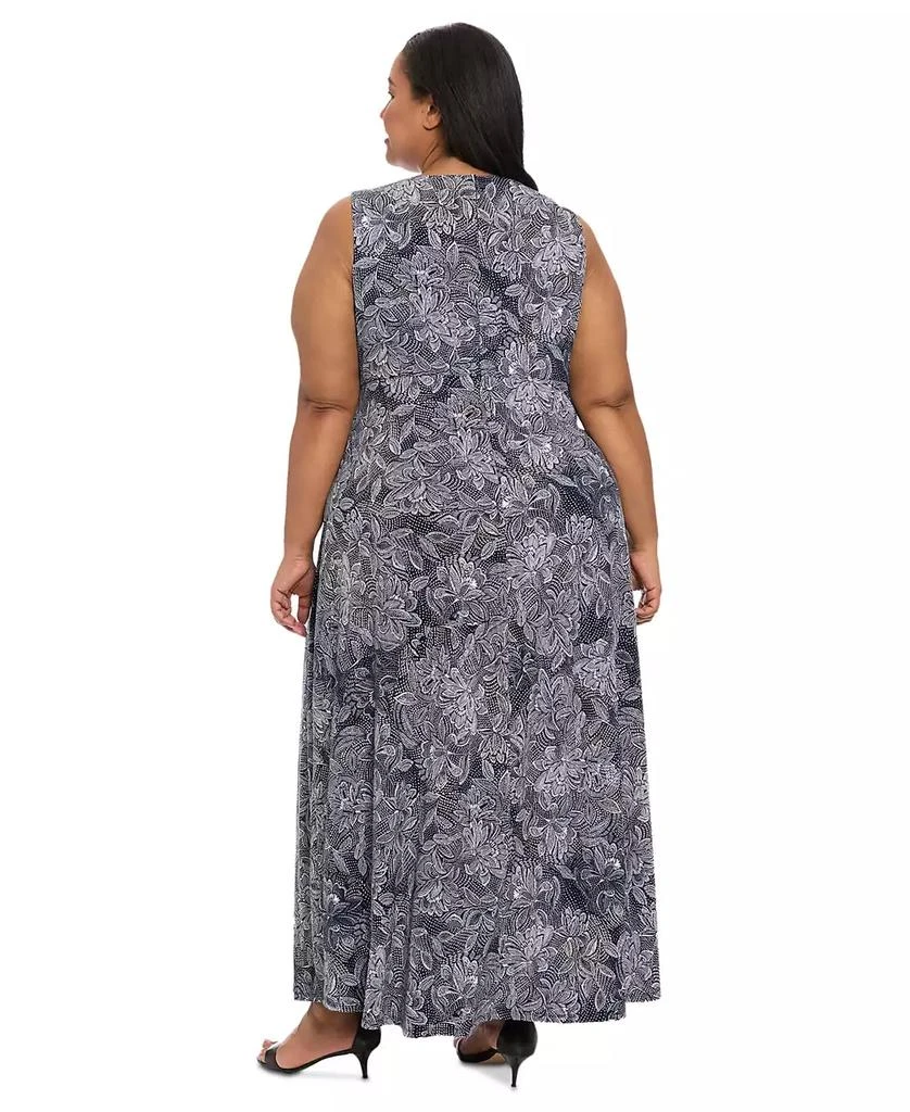London Times Plus Size Keyhole-Neck Sleeveless Maxi Dress 4