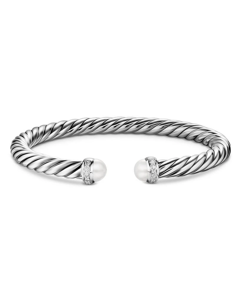 David Yurman Cable Flex® Bracelet in Sterling Silver with Pearls and Diamonds, 6mm 4