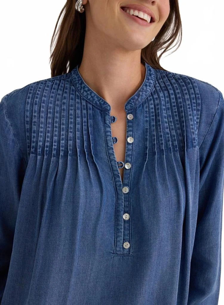 Bella Dahl Long Sleeve Pintuck Pullover Top In Skyline Spray 2