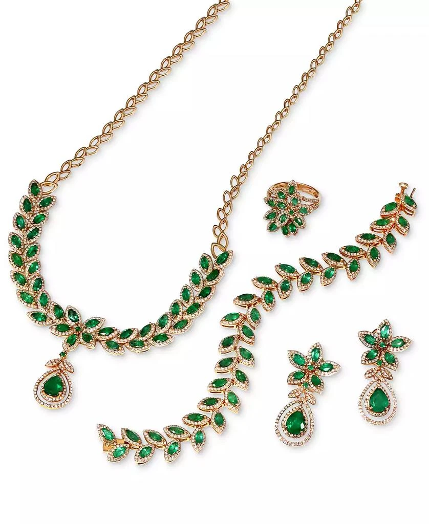 Effy EFFY® Emerald (5-1/4 ct. t.w.) and Diamond (1-1/4 ct. t.w.) Teardrop Earrings in 14k Gold or 14k White Gold, Created for Macy's 9
