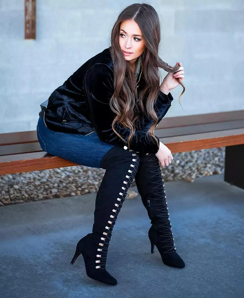 Journee Collection Women's Trill Lace Up Over The Knee Dress Boots 6