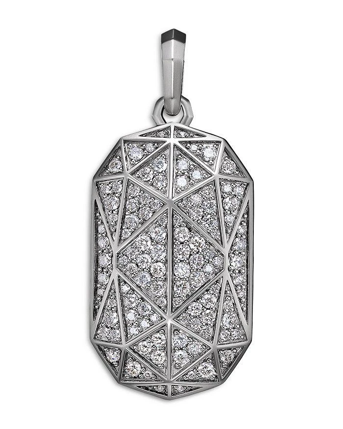 David Yurman Men
s Torqued Faceted Amulet in Sterling Silver with Diamonds, 37mm