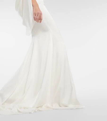 Alex Perry Bridal Portrait cape-detail satin gown 6