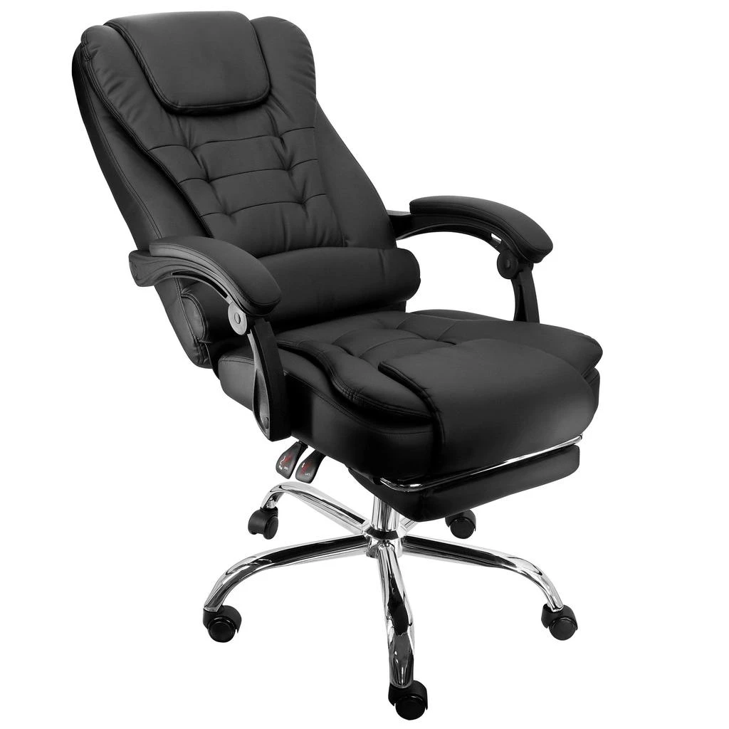 Elama High Back Adjustable Faux Leather Office Chair in Black with Adjustable Footrest 4