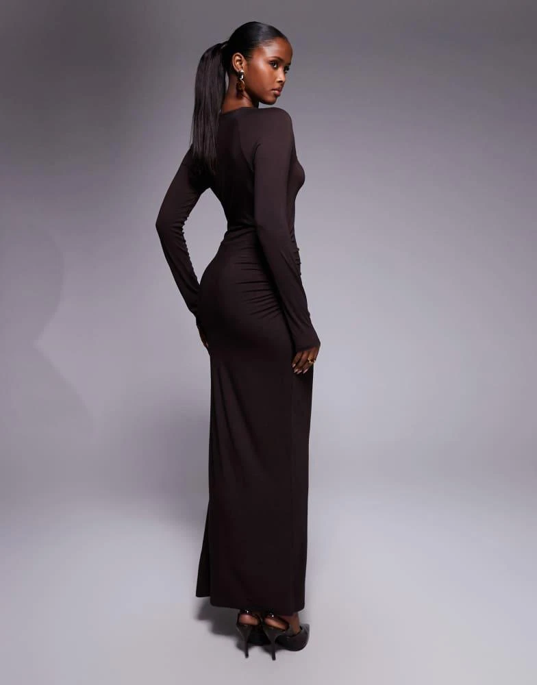 asos cut out midi dress ASOS DESIGN trim detail cutout midi dress in chocolate