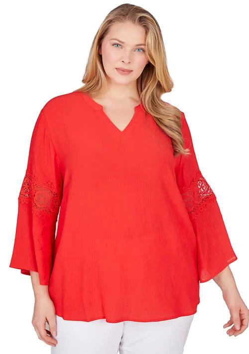 Ruby Rd Rd Plus Size Solid Gauze Top 1