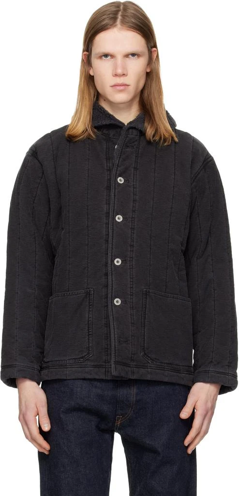 RRL Black Fleece-Collar Quilted Jersey Jacket