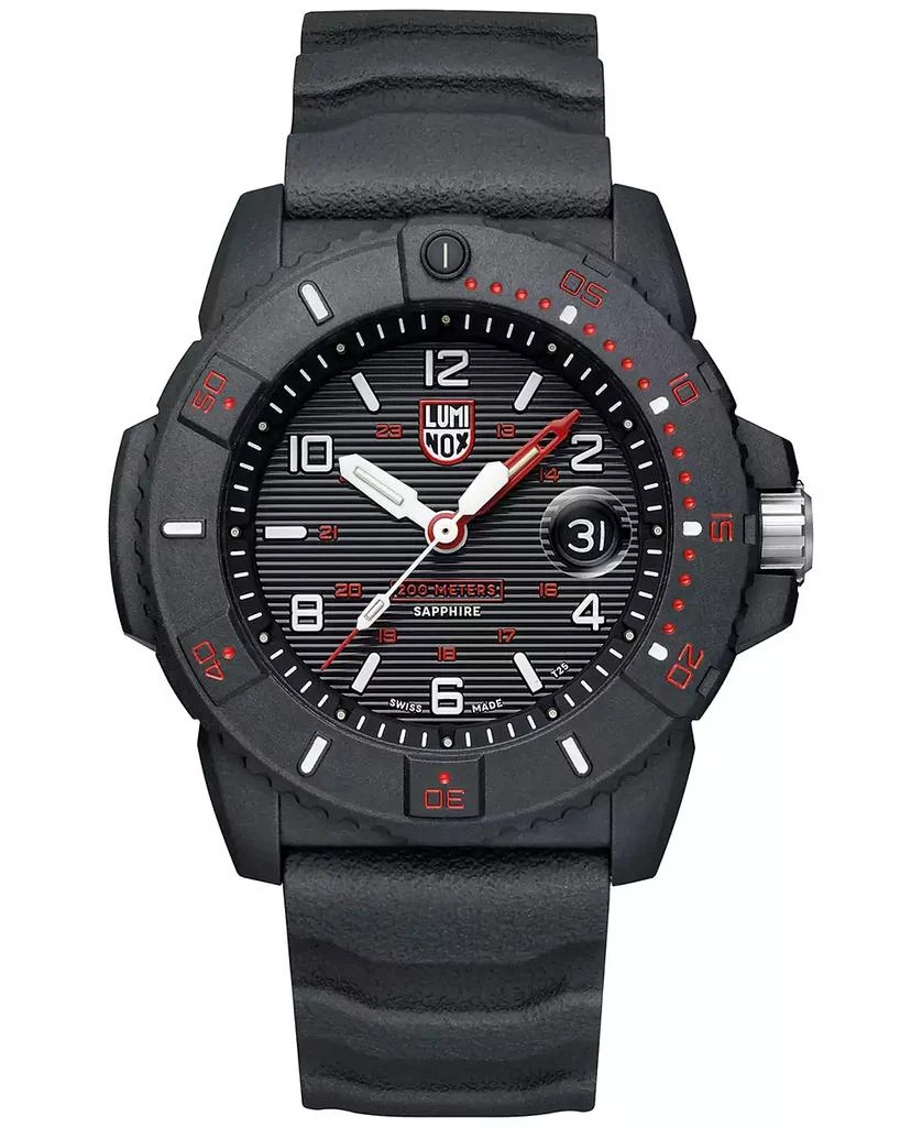Luminox Men's Swiss Navy Seal Magnifying Glass Dive Black Rubber Strap Watch 45mm 1
