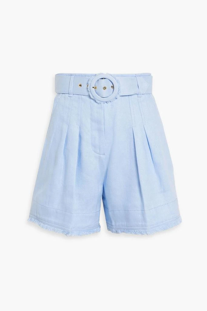 ZIMMERMANN Belted pleated linen-canvas shorts 1