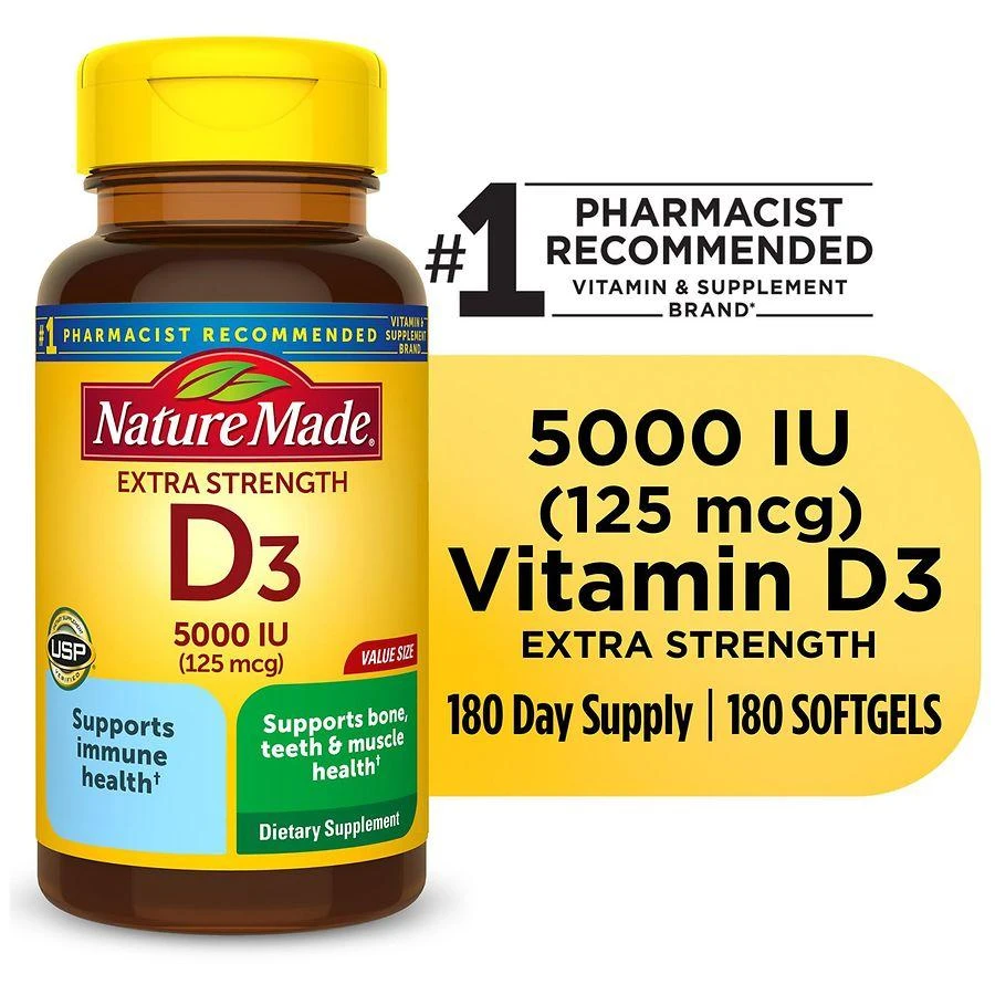 Nature Made Extra Strength Vitamin D3 5000 IU (125 mcg) Softgels 8