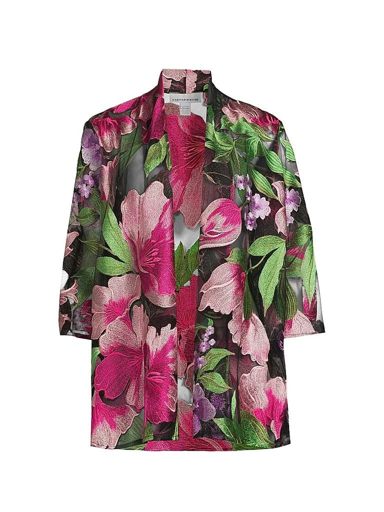 Caroline Rose Abundant Blooms Embroidered Swing Cardigan 1