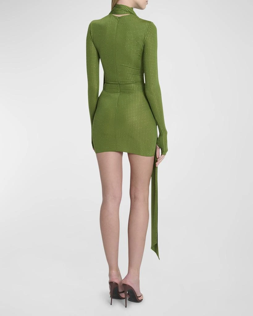 Alex Perry Crystal Embellished Long-Sleeve Scarf-Neck Mini Dress 5