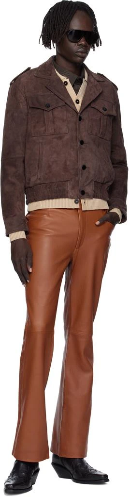 Ernest W. Baker Brown Suede Military Bomber Jacket 4